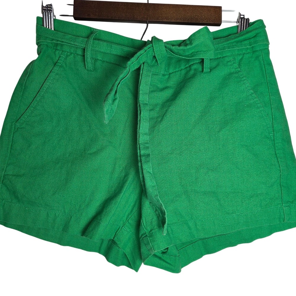 J Crew Linen Blend Pull On Shorts Tie Waist Relaxed Summer Vacation Womens 4